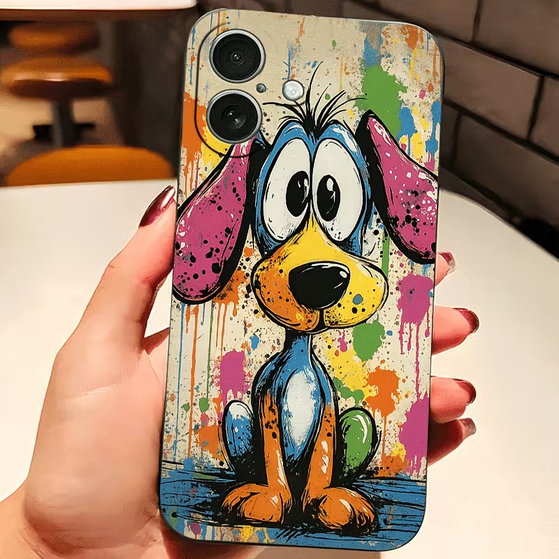 Apple Iphone 15 Pro Max - 落書きカラーの子犬柄TPUスマホケース iPhone 17 16 15 14