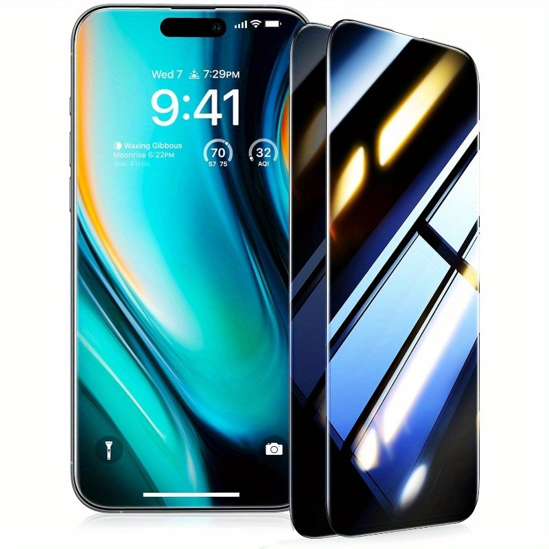 Privacy Filter 2Pack - スパイ防止強化ガラススクリーンプロテクター,HDプライバシーフィルター,傷に強い,11,12,13,14 pro,16,15 pro max,2パック