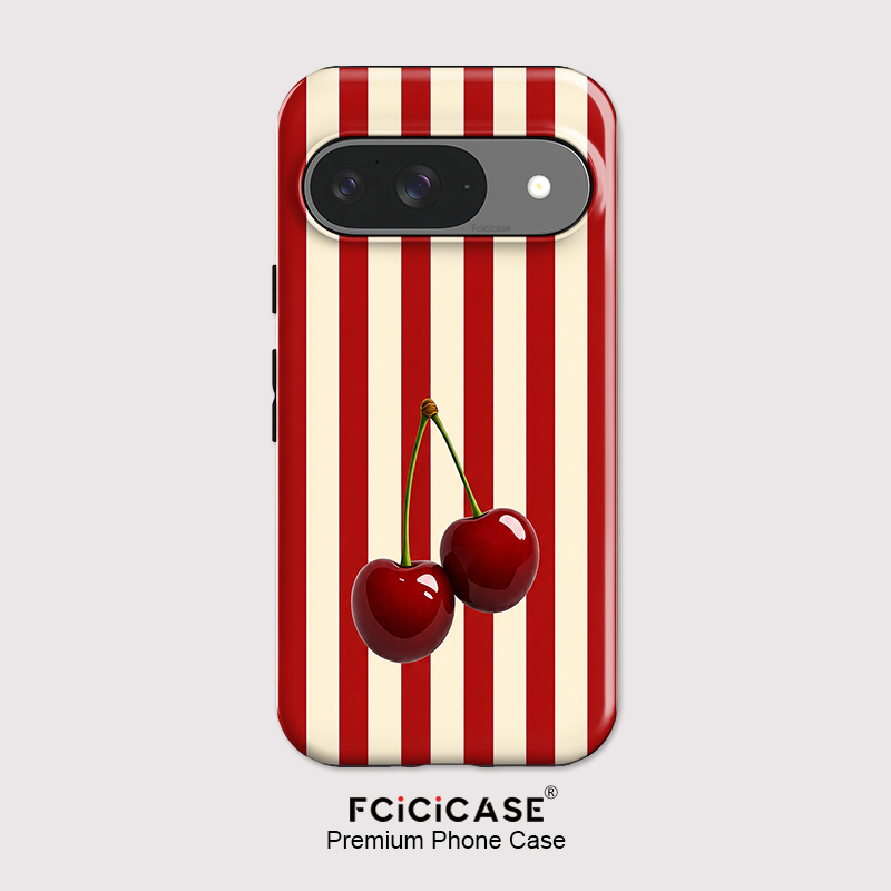 Google Pixel 9 - Fcicicase チェリーストライプパターン電話ケース Google ピクセル 10A 9