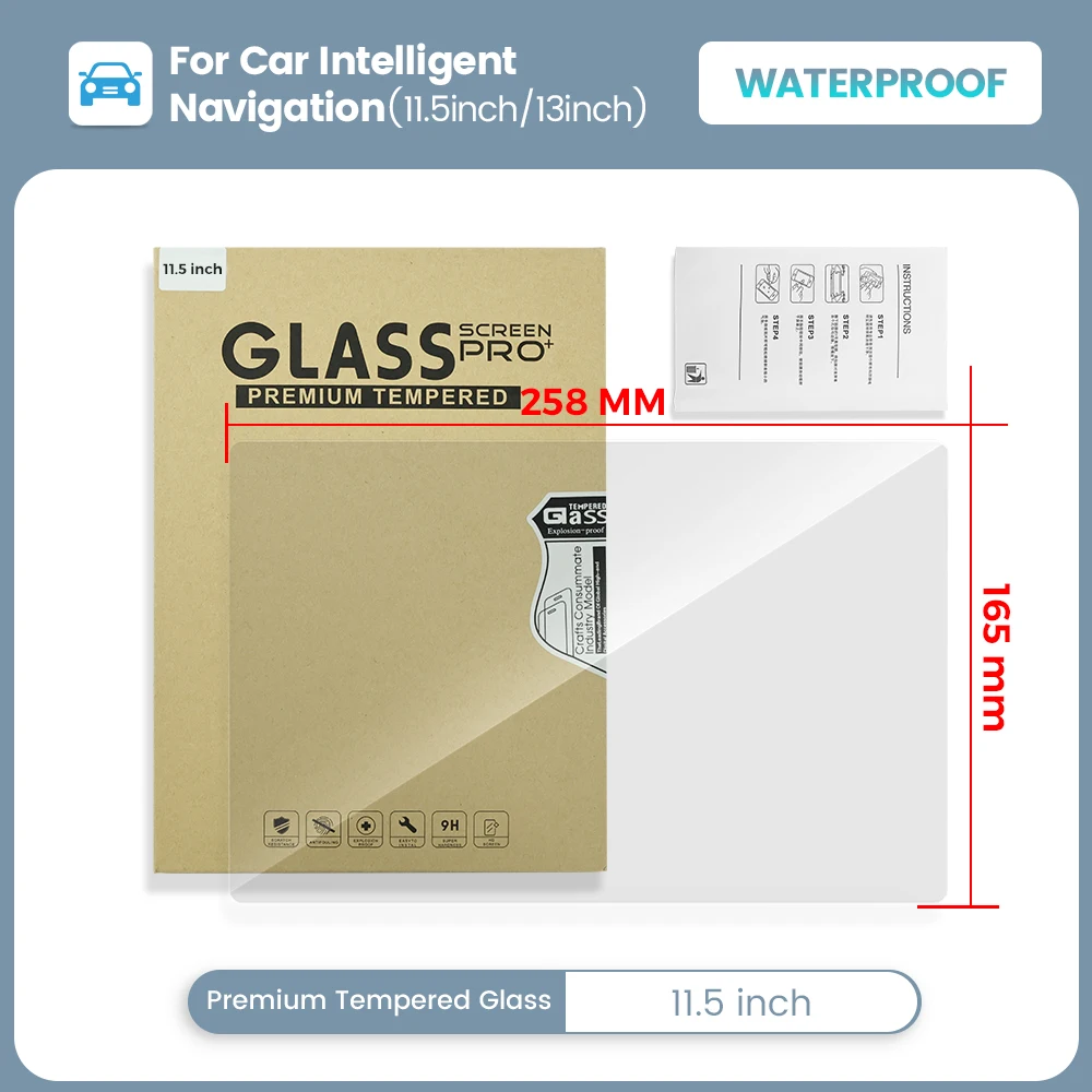 Glass Protector Auto - カーラジオ用スクリーンプロテクター,カーラジオ,マルチメディアプレーヤー,GPSナビゲーション,液晶画面,ガラス保護,11.5インチ,13インチ