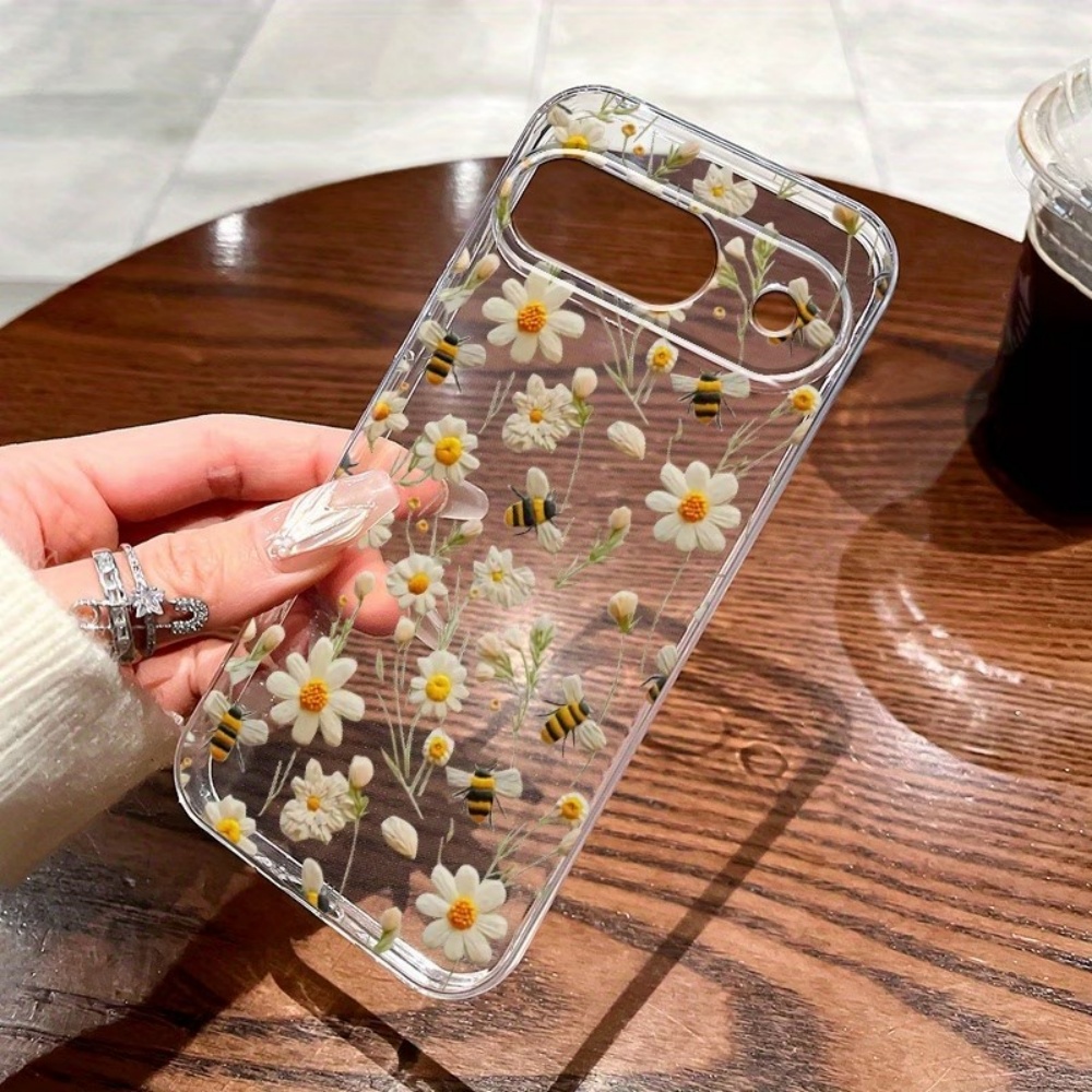 Google Pixel 9 - かわいいミツバチの花柄ソフトクリア電話ケース Google Pixel 10 9 8