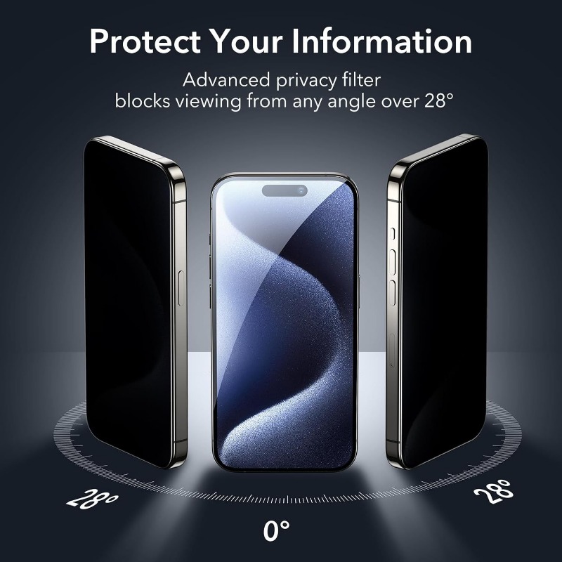 スパイ防止強化ガラススクリーンプロテクター,HDプライバシー - Privacy Filter 2Pack のレビューと価格