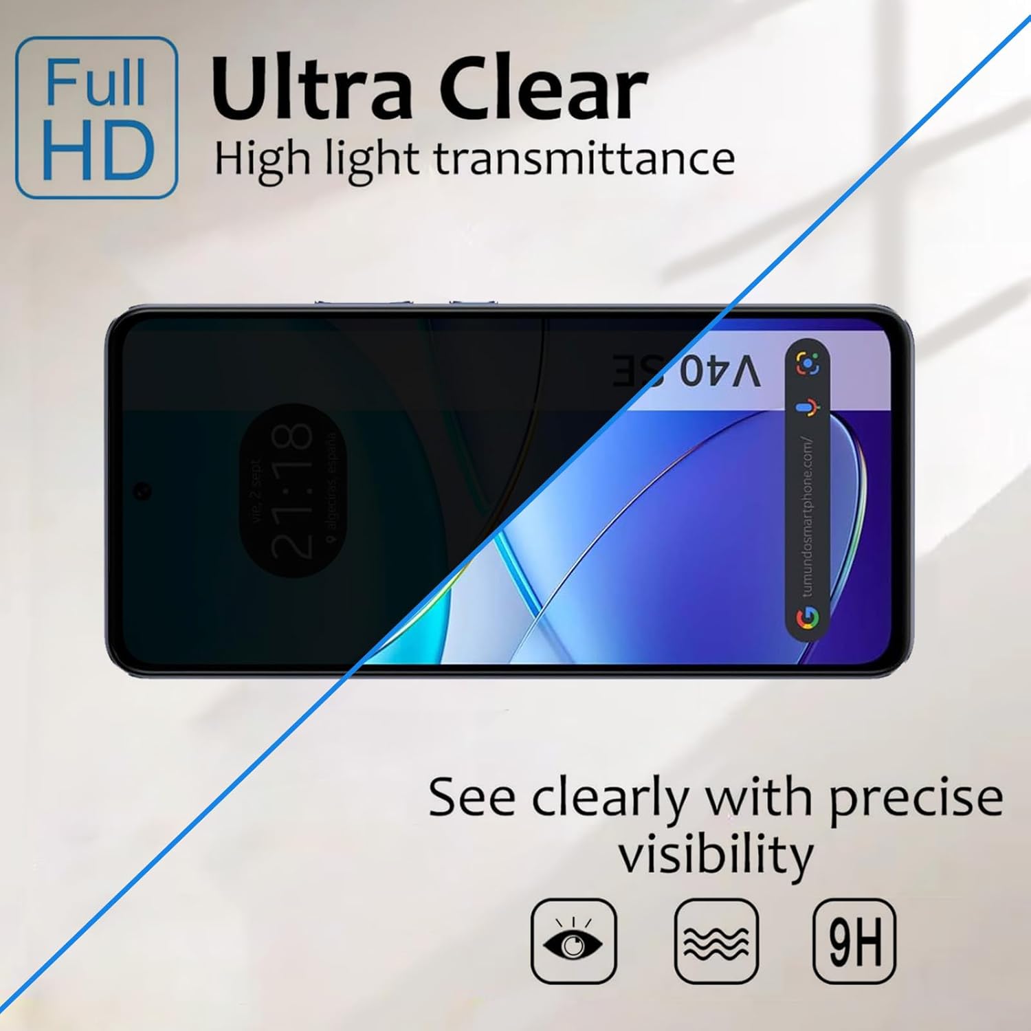 VIVO V40 SE アンチスパイ強化ガラスプロテクタープ - Vivo V40 のレビューと価格