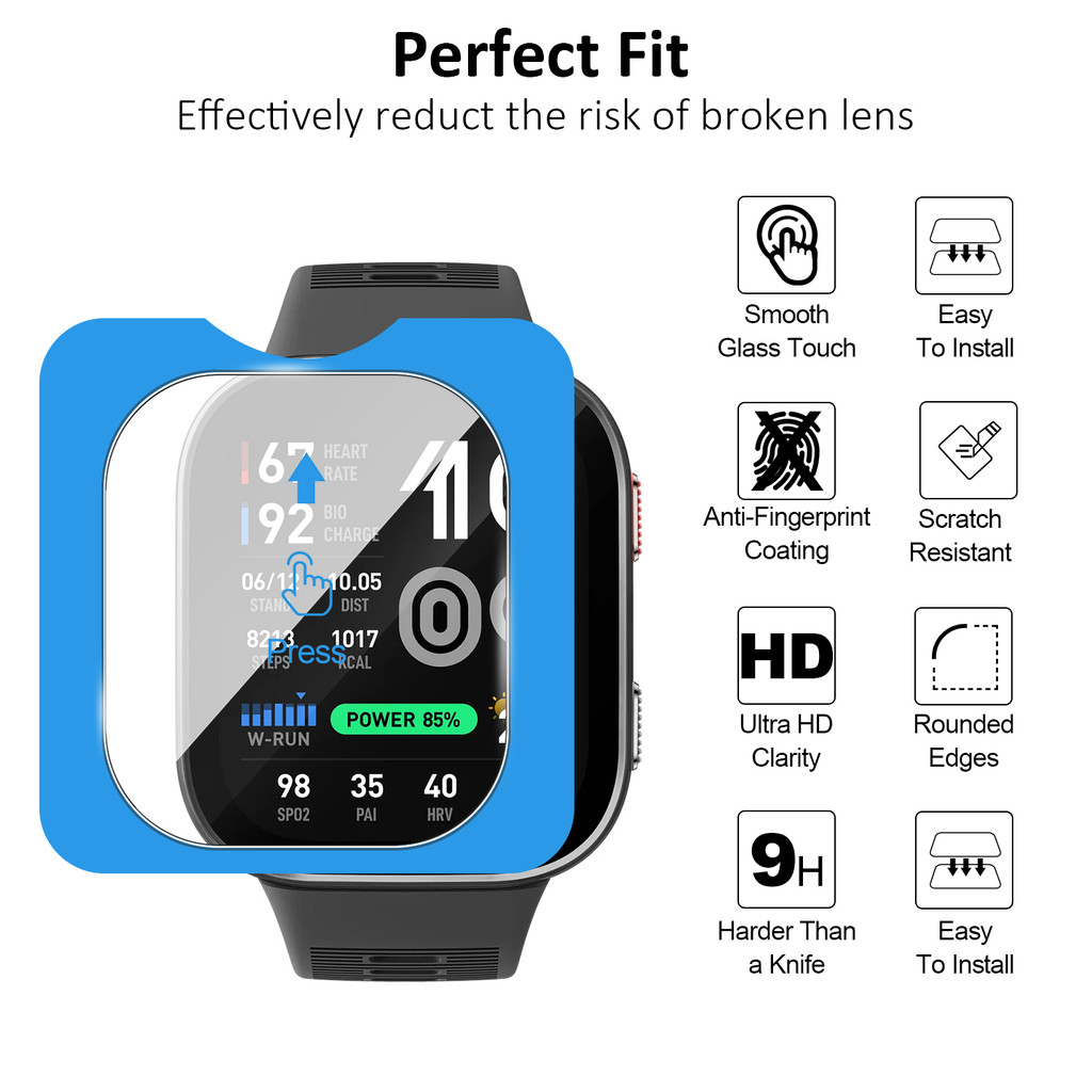 Amazfit Bip Max用HDクリア強化ガラススクリー - Glass Protector Auto のレビューと価格