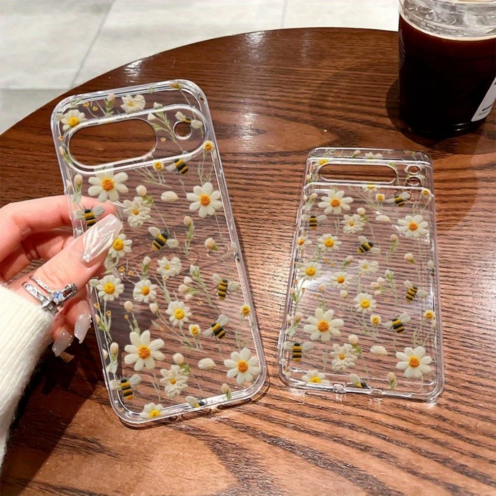かわいいミツバチの花柄ソフトクリア電話ケース Google  - Google Pixel 9 のレビューと価格
